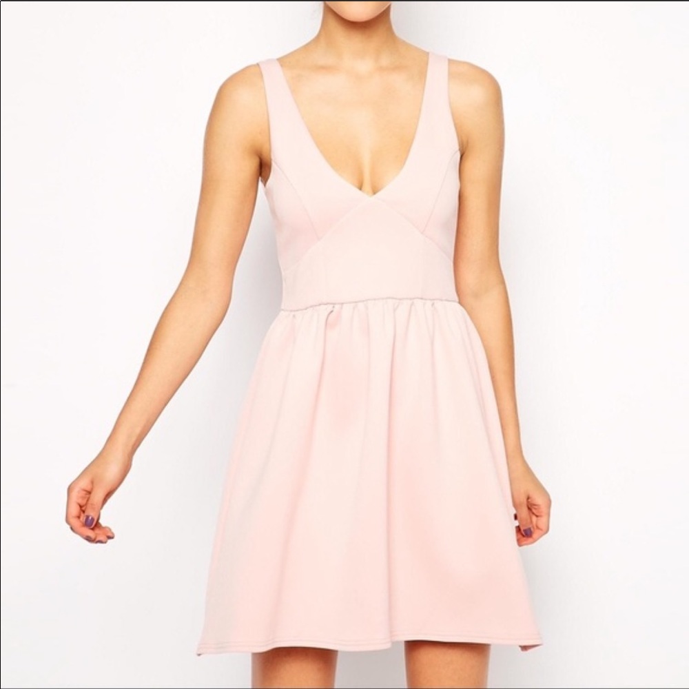 ASOS Fit and Flare Dress in Neoprene - Pink